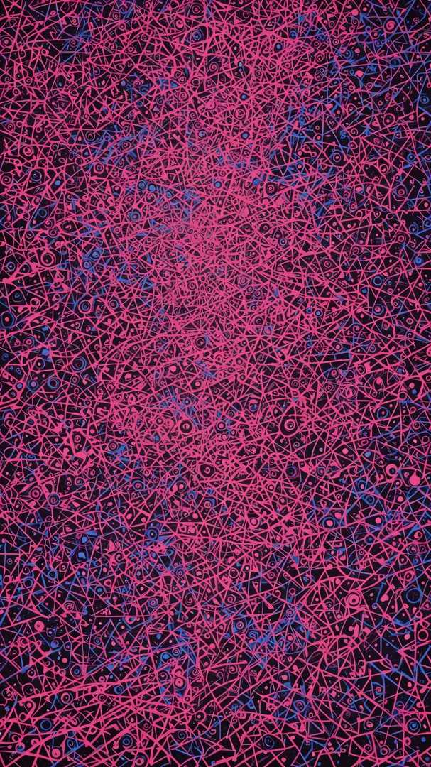 Diseño abstracto con trazos y círculos en tonos vibrantes