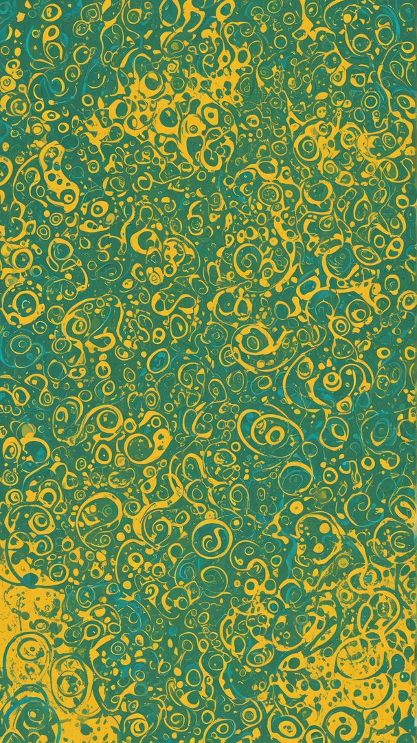 Diseño abstracto de círculos y espirales en colores verdes y amarillos