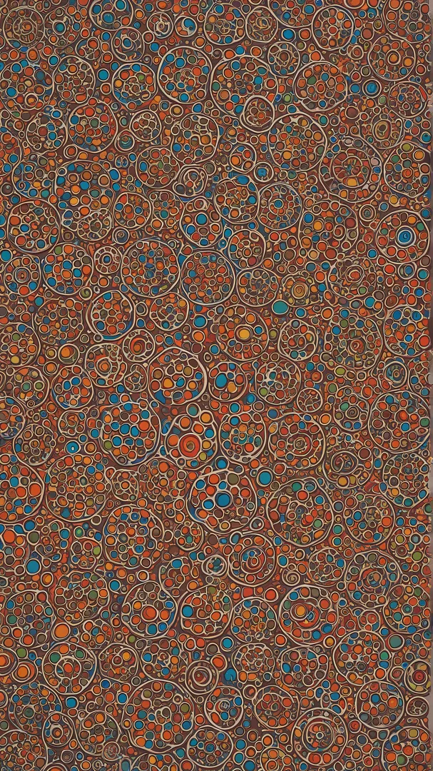 Diseño abstracto con círculos concéntricos en colores terrosos y azules