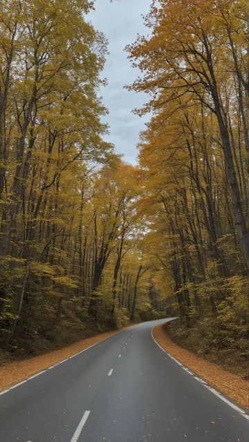 Vía forestal rodeada por árboles en otoño