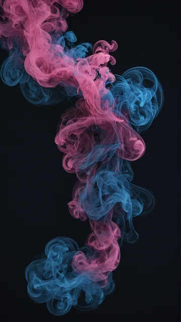 Humo en colores rosados y azules contra fondo oscuro