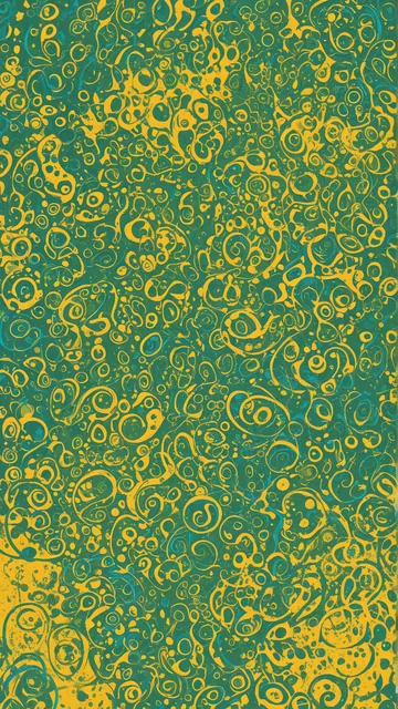 Diseño abstracto de círculos y espirales en colores verdes y amarillos