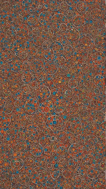 Diseño abstracto con círculos concéntricos en colores terrosos y azules
