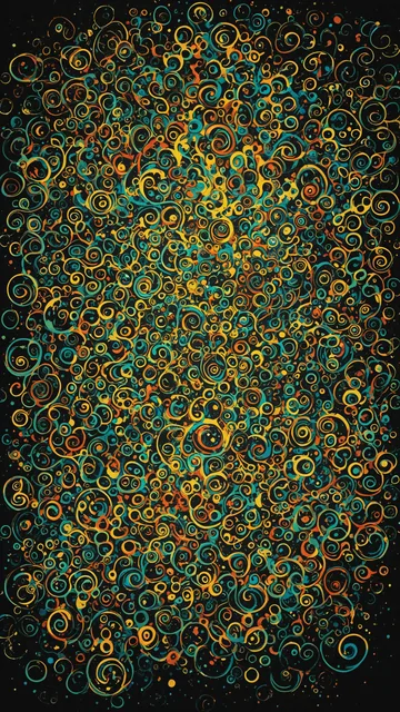 Diseño abstracto de espirales multicolores sobre fondo oscuro