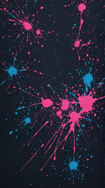 Salpicaduras de pintura rosa y azul sobre fondo negro